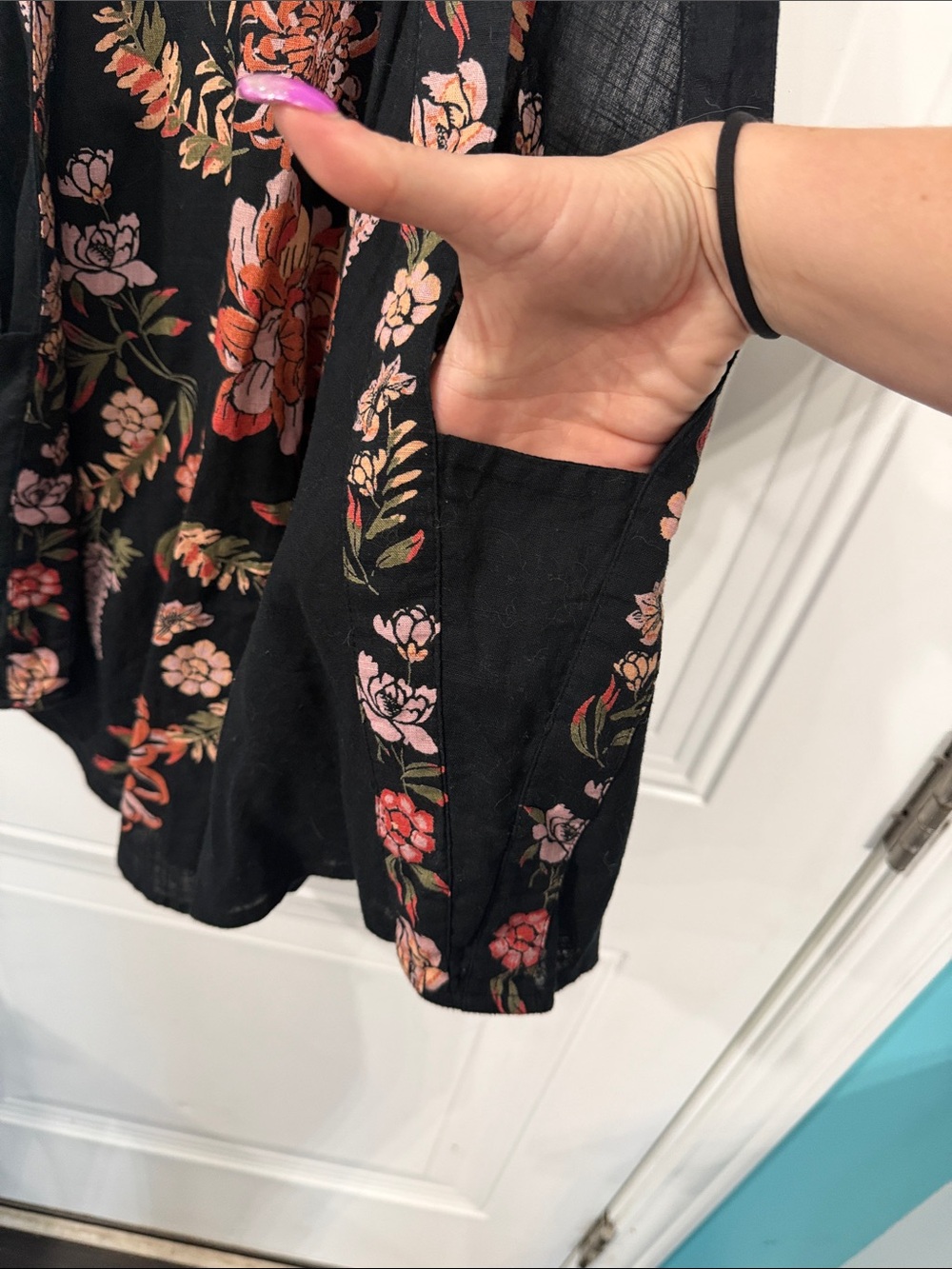 Free People Black Floral Top - Picture 3 of 6